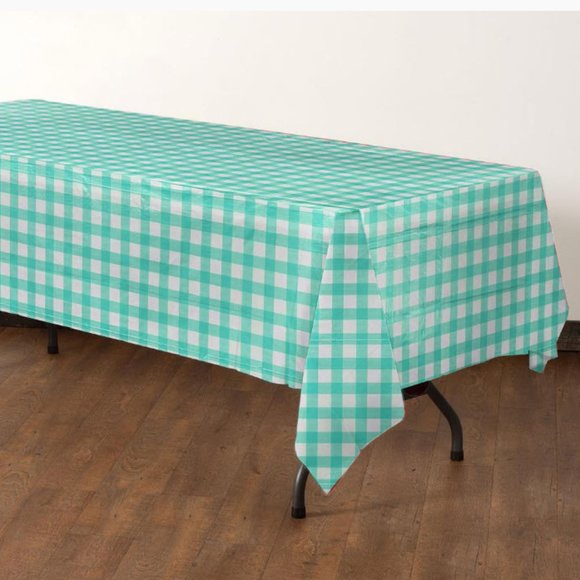 Green & White checkered disposable tablecloths - Picture 6 of 6